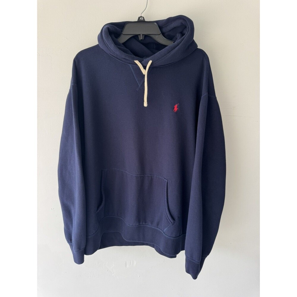 Polo Ralph Lauren Men’s Navy Pullover Fleece Hoodie Embroidered Logo 2XL